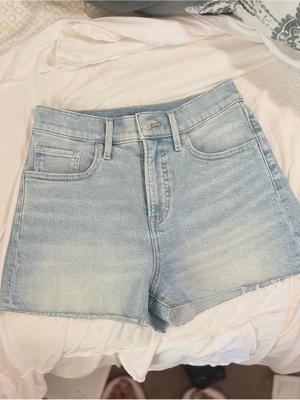 Express Light Blue High-Rise Vintage Short Jeans